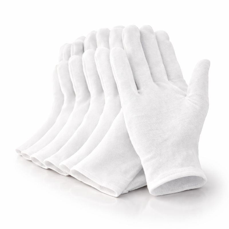 Stack of 24 pairs of cotton gloves